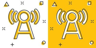 antenne toren icoon in grappig stijl. omroep tekenfilm vector illustratie Aan wit geïsoleerd achtergrond. Wifi plons effect bedrijf concept.