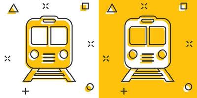 metro icoon in grappig stijl. trein metro tekenfilm vector illustratie Aan wit geïsoleerd achtergrond. spoorweg lading plons effect bedrijf concept.