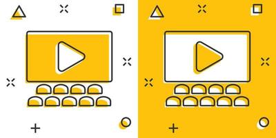 film icoon in grappig stijl. film tekenfilm vector illustratie Aan wit geïsoleerd achtergrond. bioscoop theater plons effect bedrijf concept.