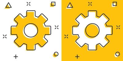 uitrusting vector icoon in grappig stijl. tand wiel tekenfilm illustratie Aan wit geïsoleerd achtergrond. tandwiel tandrad plons effect bedrijf concept.