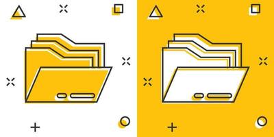 het dossier map icoon in grappig stijl. documenten archief tekenfilm vector illustratie Aan geïsoleerd achtergrond. opslagruimte plons effect bedrijf concept.