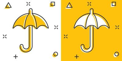 paraplu icoon in grappig stijl. parasol vector tekenfilm illustratie Aan wit geïsoleerd achtergrond. bloemscherm bedrijf concept plons effect.