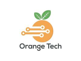 oranje tech logo ontwerp vector sjabloon