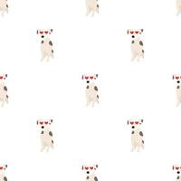 schattige honden jack russell terrier. fanatieke dieren. vector hand getekende naadloze patroon. perfect voor baby, kinderkleding, printontwerp, textiel. witte achtergrond.