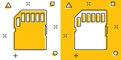 micro sd kaart icoon in grappig stijl. geheugen spaander vector tekenfilm illustratie Aan wit geïsoleerd achtergrond. opslagruimte adapter bedrijf concept plons effect.