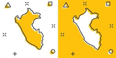 vector tekenfilm Peru kaart icoon in grappig stijl. Peru teken illustratie pictogram. cartografie kaart bedrijf plons effect concept.