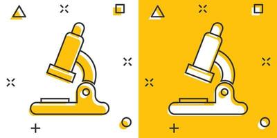 vector tekenfilm microscoop laboratorium icoon in grappig stijl. microscoop teken illustratie pictogram. chemie ontdekking bedrijf plons effect concept.