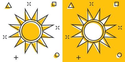 vector tekenfilm zon icoon in grappig stijl. zomer zonneschijn concept illustratie pictogram. zon bedrijf plons effect concept.