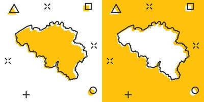 vector tekenfilm belgie kaart icoon in grappig stijl. belgie teken illustratie pictogram. cartografie kaart bedrijf plons effect concept.