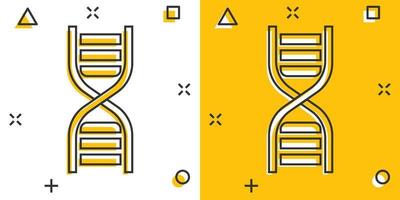 vector tekenfilm dna icoon in grappig stijl. geneeskunde molecuul teken illustratie pictogram. dna bedrijf plons effect concept.