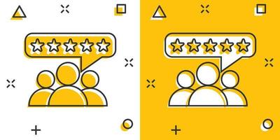vector tekenfilm klant beoordelingen, gebruiker terugkoppeling icoon in grappig stijl. beoordeling teken illustratie pictogram. sterren beoordeling bedrijf plons effect concept.