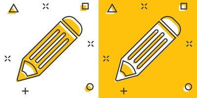 vector tekenfilm potlood icoon in grappig stijl. pen teken illustratie pictogram. potlood bedrijf plons effect concept.