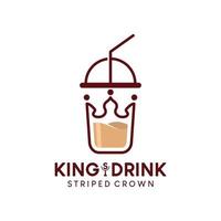 drank logo ontwerp, koning drinken met kop glas vector