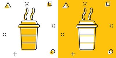 vector tekenfilm koffie kop icoon in grappig stijl. thee mok teken illustratie pictogram. koffie bedrijf plons effect concept.