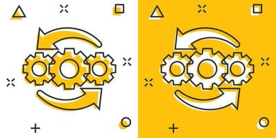 operatie project icoon in grappig stijl. uitrusting werkwijze vector tekenfilm illustratie Aan wit geïsoleerd achtergrond. technologie produceren bedrijf concept plons effect.