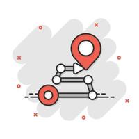 kaart pin icoon in grappig stijl. GPS navigatie tekenfilm vector illustratie Aan wit geïsoleerd achtergrond. bevind zich positie plons effect bedrijf concept.