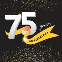 75 jaren verjaardag logo met verjaardag lint vector