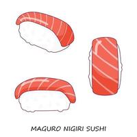 tonijn sushi nigiri Aan wit achtergrond. maguro nigiri. verschillend visie. traditioneel Japans voedsel. vector clip art.