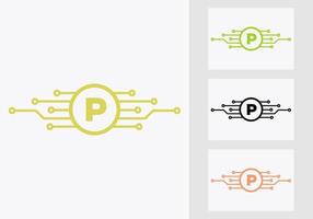 brief p technologie logo ontwerp sjabloon. netwerk logo ontwerp vector