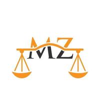 brief mz wet firma logo ontwerp voor advocaat, gerechtigheid, wet procureur, legaal, advocaat onderhoud, wet kantoor, schaal, wet stevig, advocaat zakelijke bedrijf vector