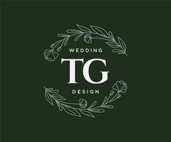 tg initialen brief bruiloft monogram logos verzameling, hand- getrokken modern minimalistisch en bloemen Sjablonen voor uitnodiging kaarten, opslaan de datum, elegant identiteit voor restaurant, boetiek, cafe in vector