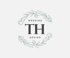 th initialen brief bruiloft monogram logos verzameling, hand- getrokken modern minimalistisch en bloemen Sjablonen voor uitnodiging kaarten, opslaan de datum, elegant identiteit voor restaurant, boetiek, cafe in vector