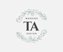 ta initialen brief bruiloft monogram logos verzameling, hand- getrokken modern minimalistisch en bloemen Sjablonen voor uitnodiging kaarten, opslaan de datum, elegant identiteit voor restaurant, boetiek, cafe in vector