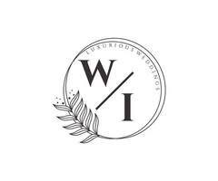 wi initialen brief bruiloft monogram logos sjabloon, hand- getrokken modern minimalistisch en bloemen Sjablonen voor uitnodiging kaarten, opslaan de datum, elegant identiteit. vector