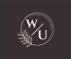 wu initialen brief bruiloft monogram logos sjabloon, hand- getrokken modern minimalistisch en bloemen Sjablonen voor uitnodiging kaarten, opslaan de datum, elegant identiteit. vector