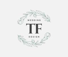 tf initialen brief bruiloft monogram logos verzameling, hand- getrokken modern minimalistisch en bloemen Sjablonen voor uitnodiging kaarten, opslaan de datum, elegant identiteit voor restaurant, boetiek, cafe in vector