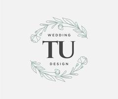 tu initialen brief bruiloft monogram logos verzameling, hand- getrokken modern minimalistisch en bloemen Sjablonen voor uitnodiging kaarten, opslaan de datum, elegant identiteit voor restaurant, boetiek, cafe in vector