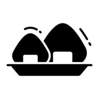 een icoon van onigiri in modern en modieus stijl vector