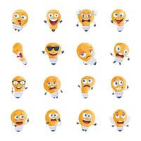 reeks van emoji lichten vlak pictogrammen vector