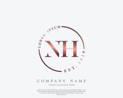 eerste brief nh vrouwelijk logo schoonheid monogram en elegant logo ontwerp, handschrift logo van eerste handtekening, bruiloft, mode, bloemen en botanisch met creatief sjabloon vector