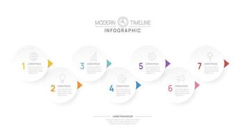 infographic tijdlijn diagram sjabloon voor bedrijf. 7 stappen modern routekaart met cirkel onderwerpen, voor vector infografieken, stromen grafieken, presentaties.