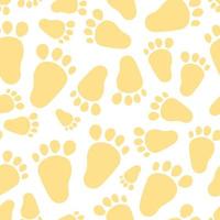 baby voetafdrukken geïsoleerd naadloos patroon. schattig pasgeboren baby kleding stof afdrukken sjabloon. vector