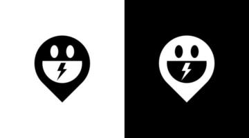 bedrijf plaats logo met glimlachen gezicht monogram zwart en wit icoon illustratie stijl ontwerpen Sjablonen vector