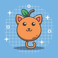 schattig kat oranje karakter vector illustratie. uniek dier fruit tekenfilm.