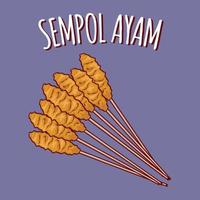 sempol ayam illustratie Indonesisch voedsel met tekenfilm stijl vector