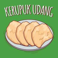 kerupuk udang illustratie Indonesisch voedsel met tekenfilm stijl vector