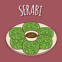 serabi illustratie Indonesisch voedsel met tekenfilm stijl vector