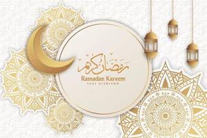 Ramadan kareem mandala groet achtergrond Islamitisch met maan en lantaarn vector