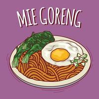 mie goreng illustratie Indonesisch voedsel met tekenfilm stijl vector