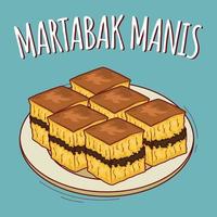 martabak manis illustratie Indonesisch voedsel met tekenfilm stijl vector