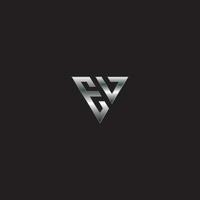 ea plein logodriehoek zilver logo metaal logo monogram zwart achtergrond vector