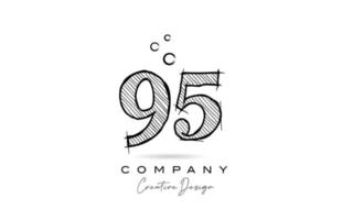 hand- tekening aantal 95 logo icoon ontwerp voor bedrijf sjabloon. creatief logotype in potlood stijl vector