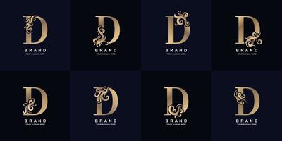 verzameling brief d logo met luxe ornament ontwerp vector