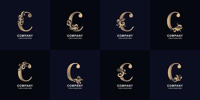 verzameling brief c logo met luxe ornament ontwerp vector