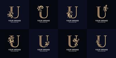 verzameling brief u logo met luxe ornament ontwerp vector