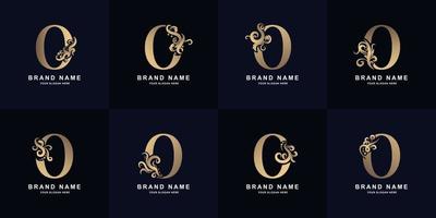 verzameling brief O logo met luxe ornament ontwerp vector